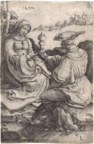 Lot 5611, Auction  125, Leyden, Lucas van, Edelmann und eine Dame in einer Landschaft sitzend