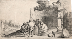 Lot 5701, Auction  125, Teniers II, David, Fünf Bauern um ein Fass sitzend