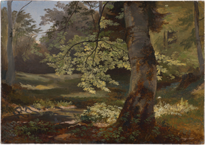 Lot 6084, Auction  125, Schiess, Traugott, Waldlichtung mit Birke im Sonnenschein