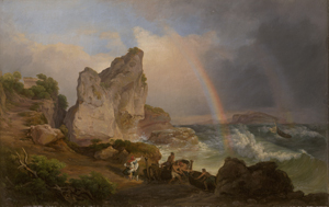 Lot 6085, Auction  125, Deutsch, um 1840. Sturm mit doppeltem Regenbogen an der neapolitanischen Küste