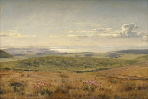 Lot 6094, Auction  125, Siegumfeldt, Hermann Carl, "Motiv fra Masnedsund": Weite Frühlingslandschaft an der Meerenge Masnedsund in Dänemark.