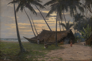 Lot 6115, Auction  125, Italienisch, 1905. Palmenstrand mit Strohhütte auf Ceylon