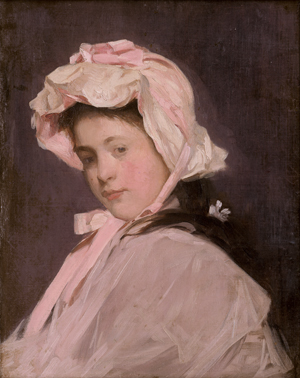 Lot 6142, Auction  125, Französisch, 19. Jh. Bildnis eines Mädchens mit rosa Kleid und rosa Haube