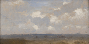 Lot 6143, Auction  125, Deutsch, um 1870. Wolken über einer Ebene mit Planwagen