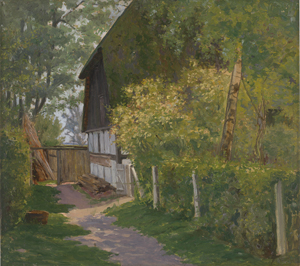 Lot 6153, Auction  125, Bruck, Albrecht, Schattiger Gartenweg eines Bauernhauses in Blankensee bei Trebbin im Berliner Umland