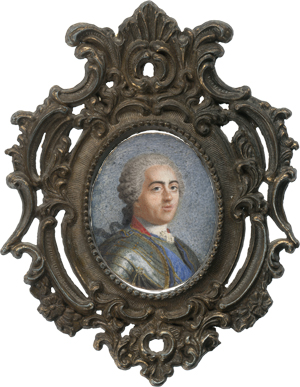 Lot 6315, Auction  125, Liotard, Jean-Étienne - Werkstatt, Miniatur Portrait des Königs Ludwig XV. von Frankreich in Harnisch