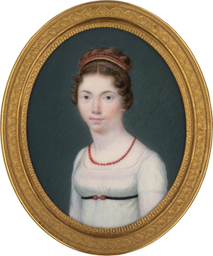 Lot 6370, Auction  125, Französisch, um 1810. Miniatur Portrait eines Mädchens mit Korallenschmuck