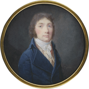Lot 6374, Auction  125, Dubois, Frédéric, Miniatur Portrait eines jungen Mannes in blauer Jacke 