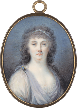 Lot 6438, Auction  125, Weixlbaum, Johann (Michael), Miniatur Portrait einer Frau mit Perlen im Haar und an den Ärmeln