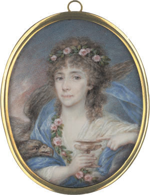 Lot 6439, Auction  125, Füger, Heinrich Friedrich - Umkreis, Miniatur Portrait der Gräfin Esterházy als Hebe mit Blumengirlanden