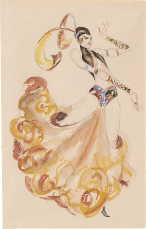 Lot 6502, Auction  125, Masjutin, Wassili Nikolajewitsch, Kostümentwurf für eine Dame mit Bolerojäckchen und schwingendem Rock