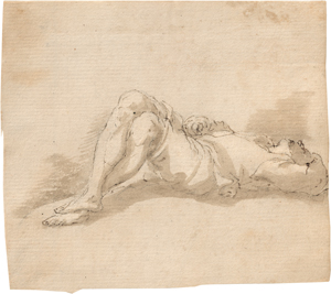 Lot 6715, Auction  125, Rosa, Salvator, Auf dem Rücken liegender Mann mit überschlagenen Beinen