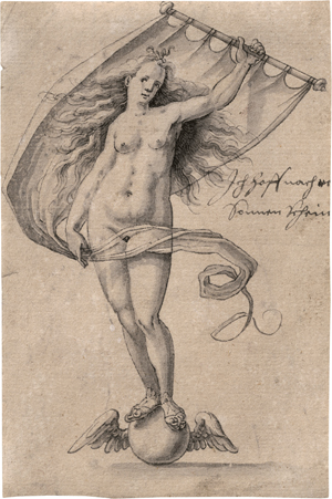 Lot 6718, Auction  125, Deutsch, um 1570. Fortuna mit Fahne auf der geflügelten Weltkugel