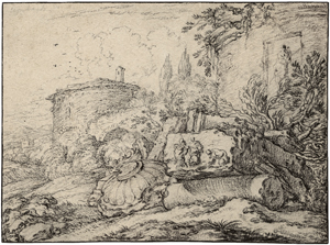 Lot 6725, Auction  125, Umbach, Jonas, Eine südliche Landschaft mit antiken Überresten