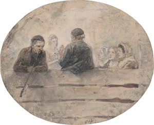 Lot 6865, Auction  125, Hosemann, Theodor, Gesellschaft im Kaffeegarten