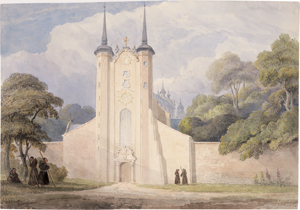 Lot 6869, Auction  125, Schetky, John Christian, Ansicht des Hafens von Danzig und Fahrwasser von Oliva aus; Kloster Oliva bei Danzig