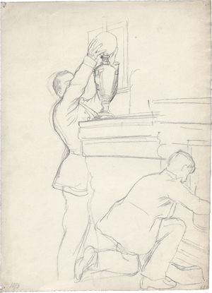 Lot 6883, Auction  125, Werner, Anton von, Zwei Deutsche Soldaten am Kamin im Etappenquartier vor Paris