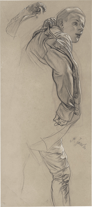 Lot 6890, Auction  125, Janssen, Peter Johann Theodor, Detailstudie zum Wandbild "Die Schlacht bei Torgau 1760" im Berliner Zeughaus