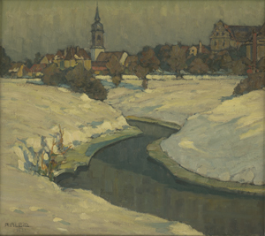 Lot 8001, Auction  125, Albitz, Richard, Winter über Kleinstadt