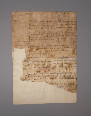 Los 1003 - Magdeburger Stadtrecht - 2 Fragmente. Gotische Textura in Braunschwarz und Rot. Spiegelabklatsch - 4 - thumb