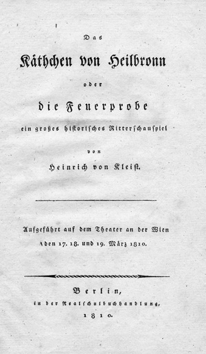 Lot 2061, Auction  126, Kleist, Heinrich von, Das Käthchen von Heilbronn. Berlin, Realschulbuchhandlung, 1810. - Erste Ausgabe