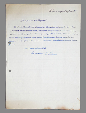 Lot 2557, Auction  126, Eckener, Hugo, Brief an einen Porträtmaler. Mit Beilage. 1951
