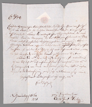 Lot 2626, Auction  126, Hahn-Neuhaus, Carl Graf von, Zur Hälfte eigenhändiger Brief. 1821