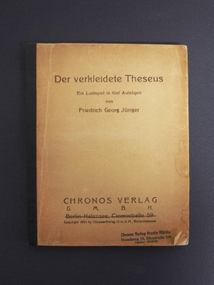 Los 3259 - Jünger, Friedrich Georg - Der verkleidete Theseus. Berlin 1934. - Erste Ausgabe. - Unverkäufliches Manuskript - 1 - thumb