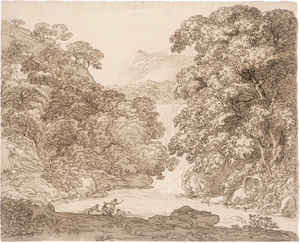 Lot 6671, Auction  126, Kobell, Franz, Klassische Landschaft mit badenden Frauen in einem Waldsee