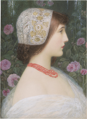 Los 6732 - Grabwinkler, Paul - Junge Frau mit goldgewirkter Haube und Korallenkette - 0 - thumb