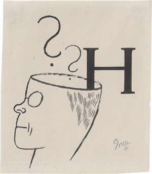 Lot 7091, Auction  126, Grosz, George, Initiale H, zu Daudet, Die Abenteuer des Herrn Tartarin aus Tarascon