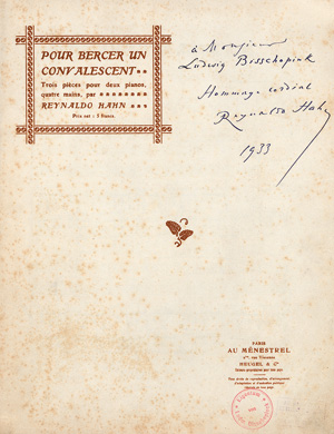 Lot 451, Auction  127, Hahn, Reynaldo, Pour bercer un convalescent.