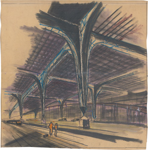 Lot 492, Auction  127, Behrens, Peter, Verkehrspalast 16 Gibraltar. Übergang Westflügel-Rotunde