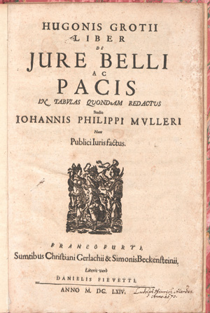 Lot 522, Auction  127, Grotius, Hugo, Liber De jure belli ac pacis in tabulas 