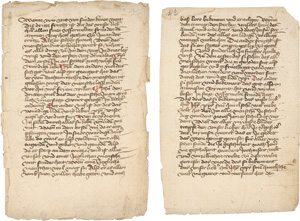 Lot 1003, Auction  127, Eis, Gehard, Album mit 29 Fragmenten von meist deutschen und lateinischen Handschriften des 13., 14. und 15. Jahrhunderts