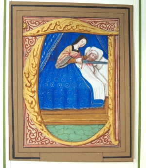 Los 1023 - Ecclesia militans - Stundenbuchminiaturen. 2 Miniaturmalereien in Gold und Farben auf Pergament - 5 - thumb