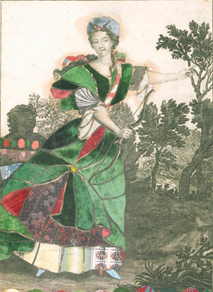 Lot 1300, Auction  127, Sommer und Herbst, 2 teils bestickte Kupferstiche auf Papier montiert