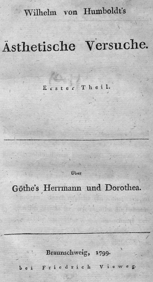 Lot 2048, Auction  127, Humboldt, Wilhelm von, Ästhetische Versuche