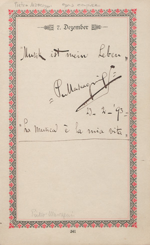 Los 2639 - Mascagni, Pietro - Albumblatt. 1893 - 1 - thumb