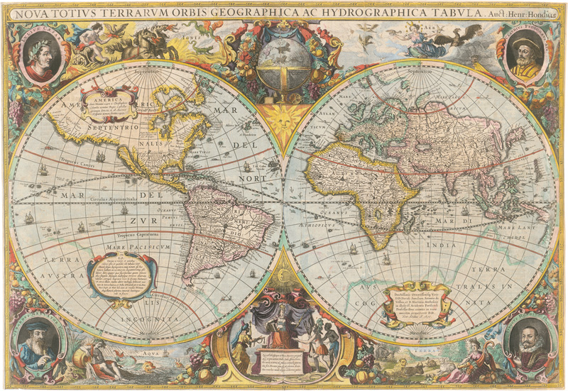 Lot 22, Auction 127, Hondius, Henricus, Nova Totius Terrarum Orbis Geographica ac Hydrographica Tabula