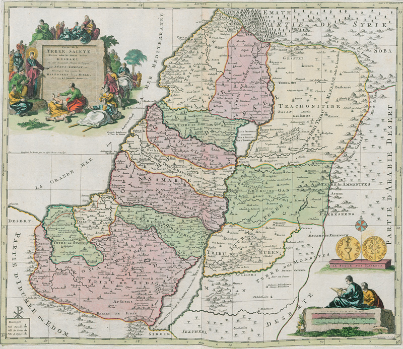 Lot 106, Auction 127, Mortier, Cornelius und Covens, Jean, Carte de la terre Sainte divisée selon les douze tribus d'Israel