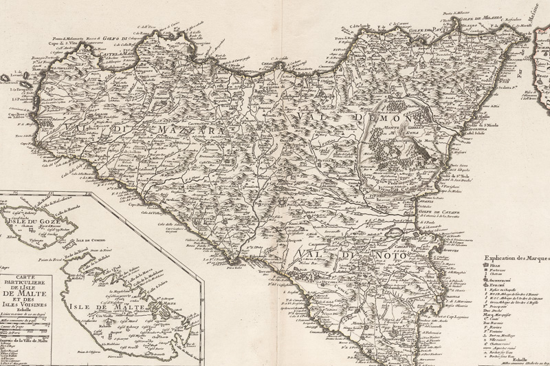 Lot 120, Auction  127, Buache, Philippe, Carte de l'Isle et royaume de Sicile