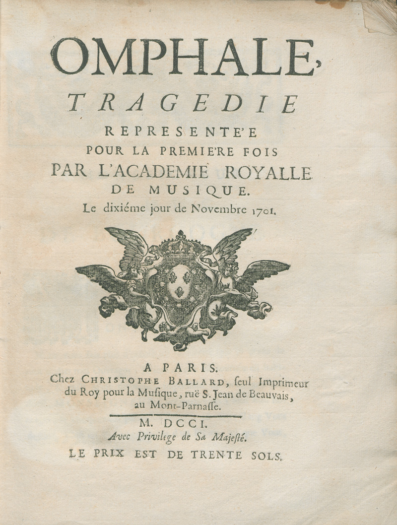 Lot 448, Auction 127, Déstouches, André Cardinal, Omphale Tragédie