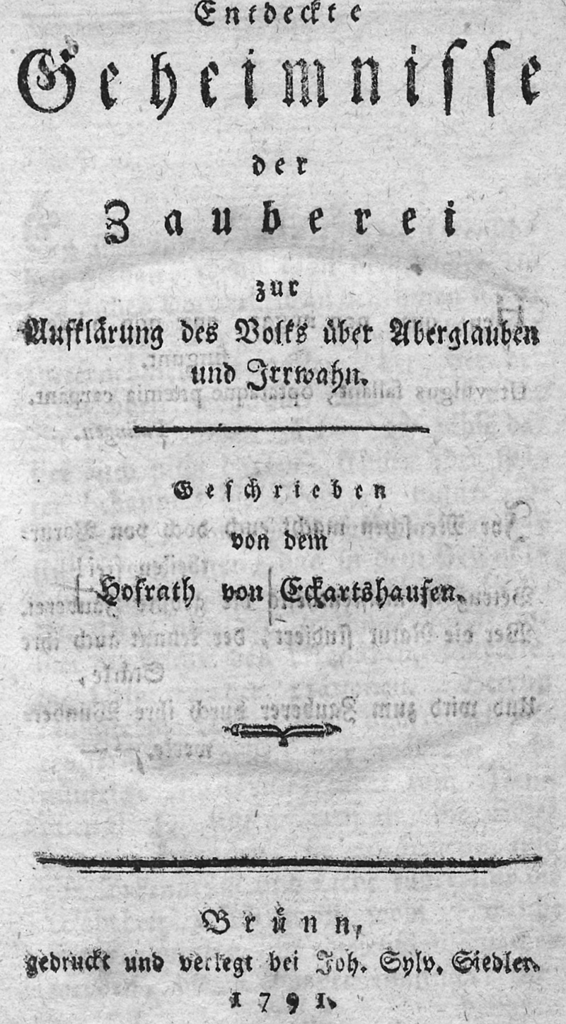 Lot 471, Auction 127, Eckartshausen, Carl, Entdeckte Geheimnisse der Zauberei zur Aufklärung des Volks über aberglauben und Irrwahn
