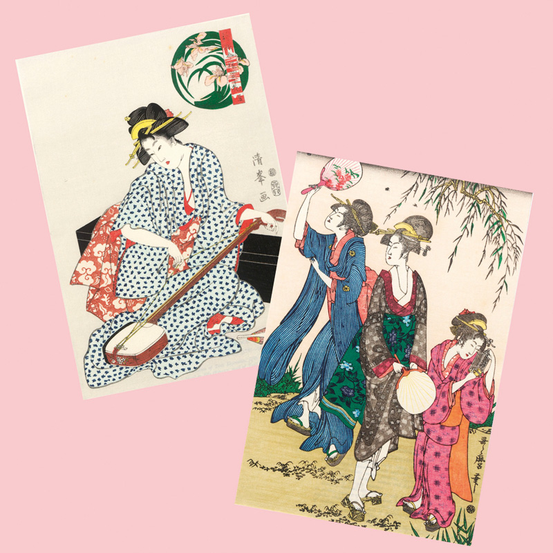 Lot 604, Auction 127, Bijin-ga, Konvolut von 5 Darstellungen schöner Frauen. Nachdrucke von Ukiyo-e Farbholzschnitten verschiedener Künstler.