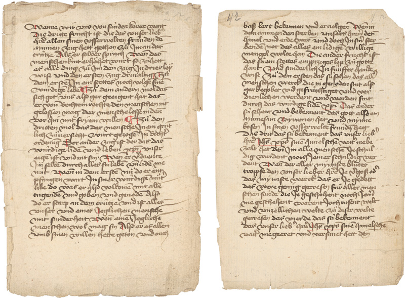 Lot 1003, Auction 127, Eis, Gehard, Album mit 29 Fragmenten von meist deutschen und lateinischen Handschriften des 13., 14. und 15. Jahrhunderts