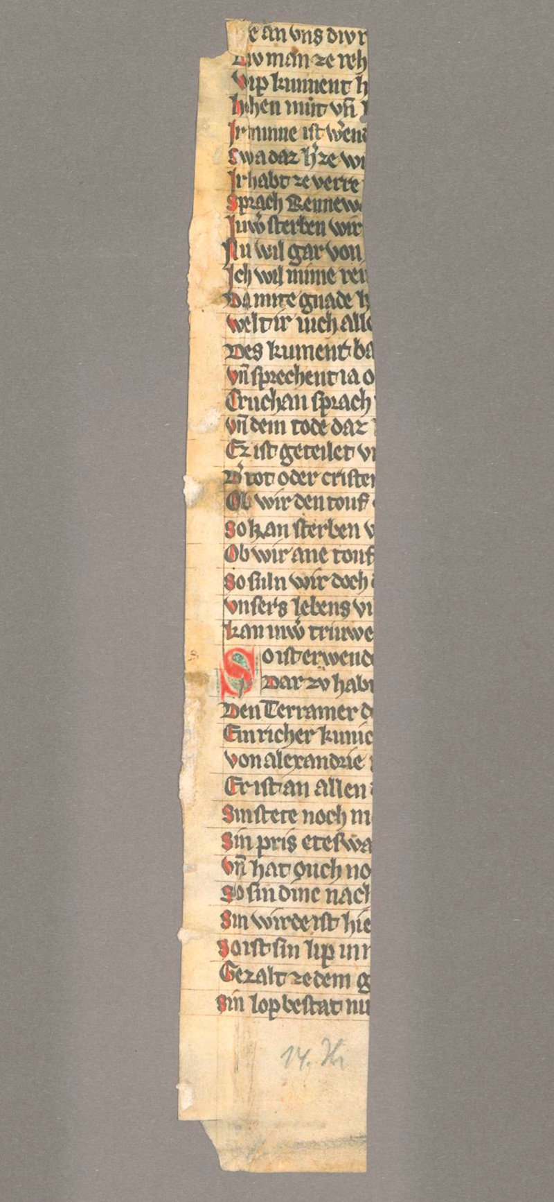 Lot 1004, Auction  127, Rennewart-Fragment, Fragment einer deutschen Handschrift auf Pergament. 