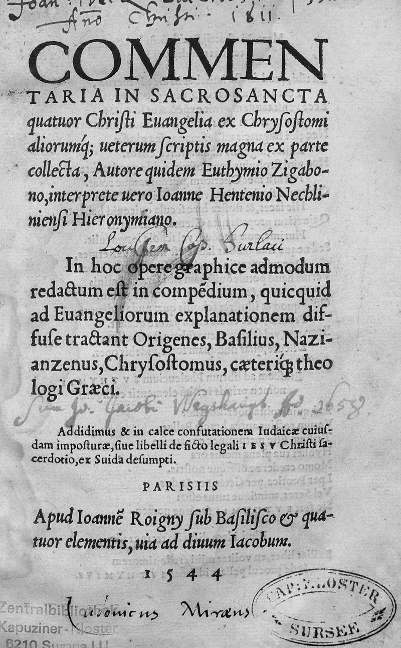 Lot 1116, Auction 127, Euthymius, Zigabenus, Commentaria in sacrosancta quatuor Christi Evangelia