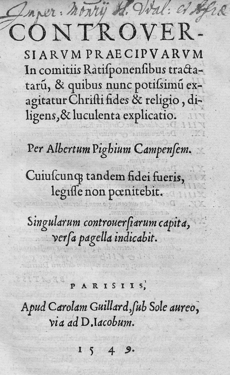Lot 1180, Auction 127, Pighius, Albertus, Controversiarum praecipuarum