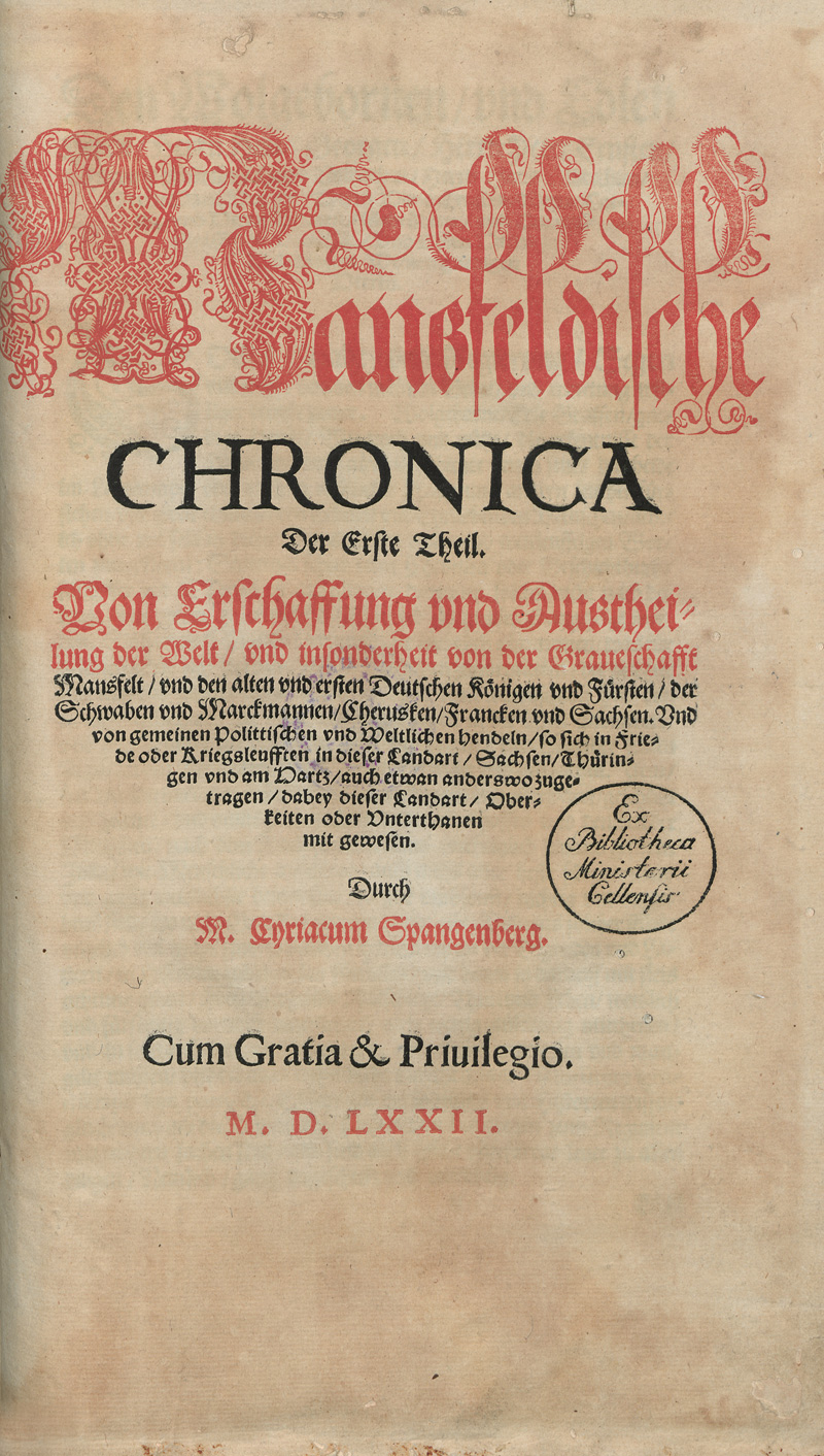 Lot 1200, Auction 127, Spangenberg, Cyriacus, Mansfeldische Chronica